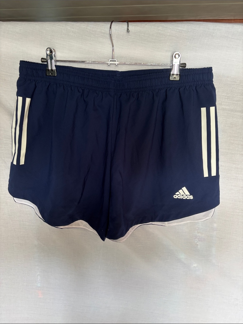NWT adidas Navy Athletic Shorts with White Stripes